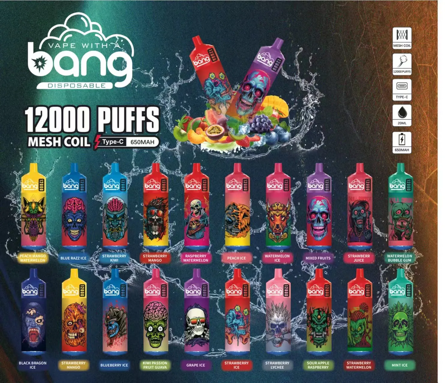 Bang 12000 Puffs Rechargeable Disposable Vape 10pcs/pack