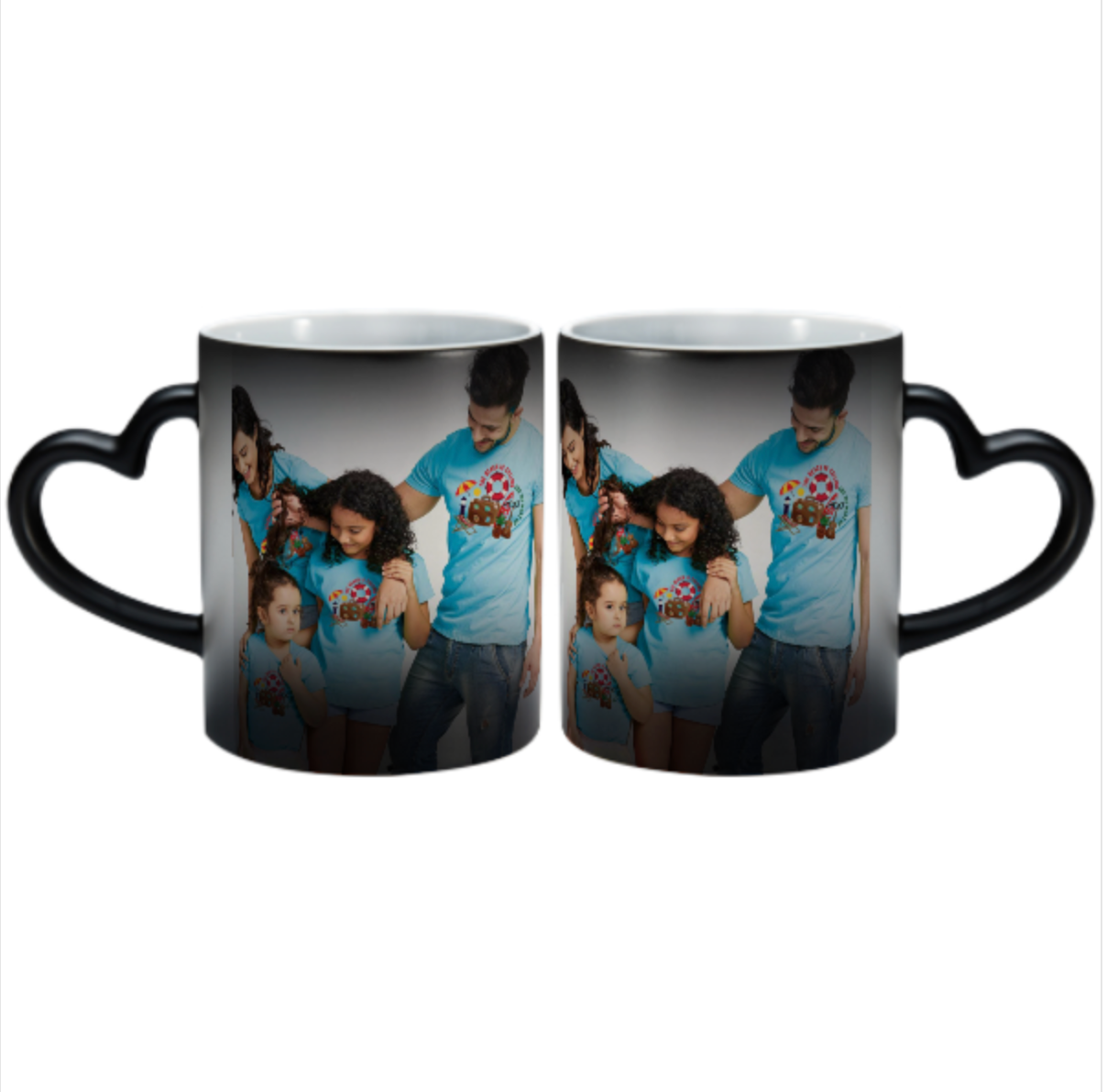 Custom Personalised Magic Photo Mug (Double sided same photo) with a heart-shaped handle - Made in USA, Free Fast Shipping