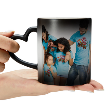 Custom Personalised Magic Photo Mug (Double sided same photo) with a heart-shaped handle - Made in USA, Free Fast Shipping