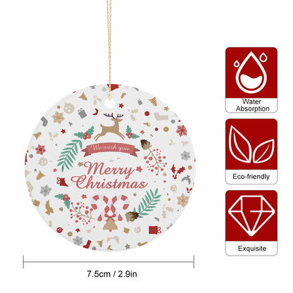 Custom personalised hanging photo ornaments Christmas circular pendant with your own photo and text (Made in USA, Free Fast Shipping)