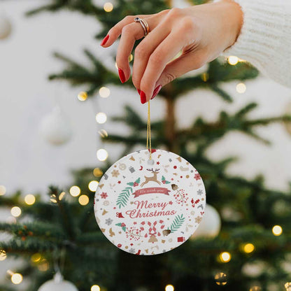 Custom personalised hanging photo ornaments Christmas circular pendant with your own photo and text (Made in USA, Free Fast Shipping)