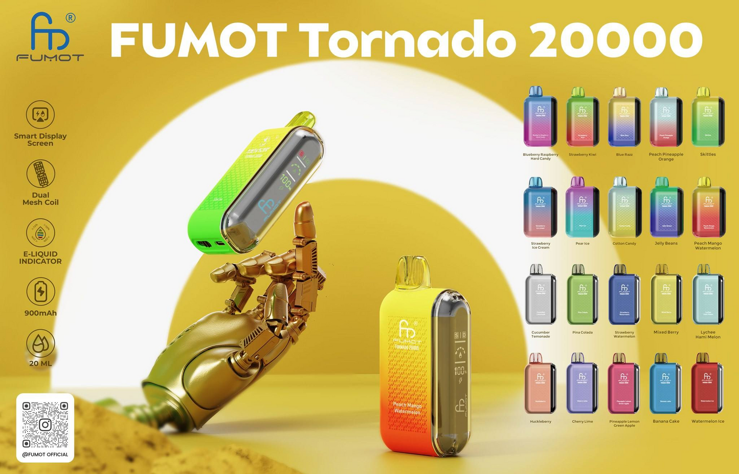 Fumot Tornado 20000 Puffs Dual Mesh Rechargeable Disposable Vape