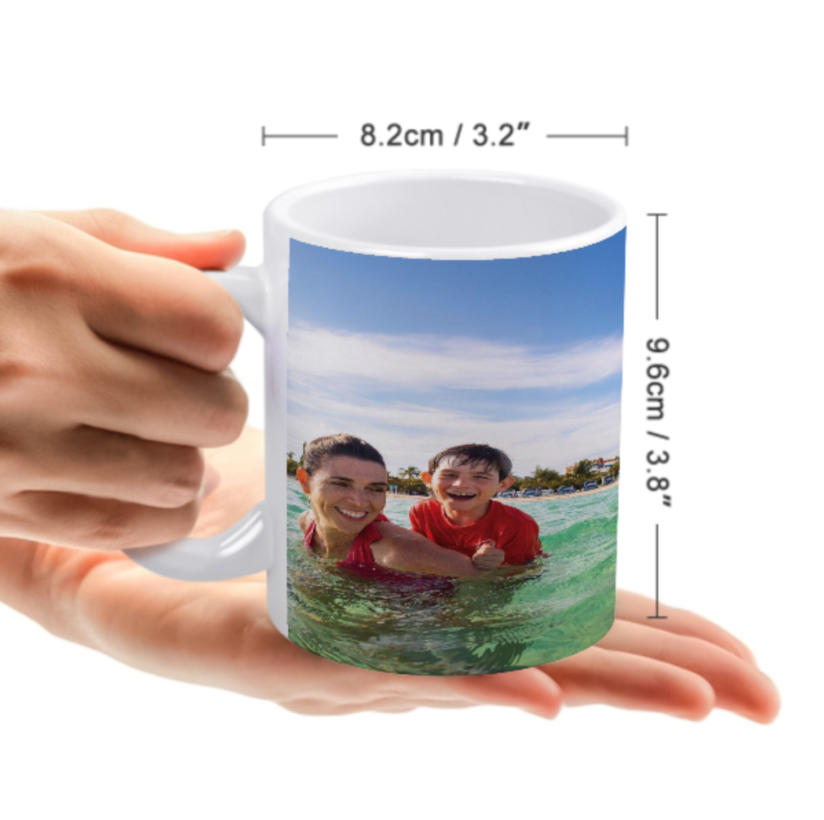 White Custom Mugs Personalised Photo Mug (Double sided same photo) - Made in USA, Free Shipping