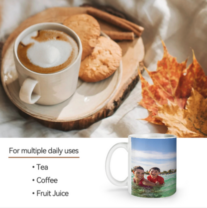 White Custom Mugs Personalised Photo Mug (Double sided same photo) - Made in USA, Free Shipping