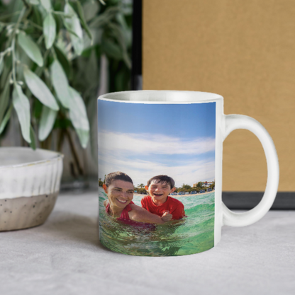 White Custom Mugs Personalised Photo Mug (Double sided same photo) - Made in USA, Free Shipping