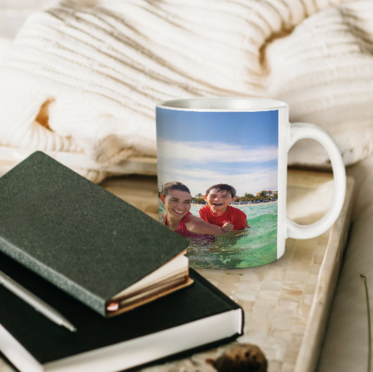 White Custom Mugs Personalised Photo Mug (Double sided same photo) - Made in USA, Free Shipping