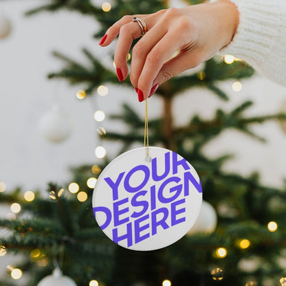 Custom personalised hanging photo ornaments Christmas circular pendant with your own photo and text (Made in USA, Free Fast Shipping)